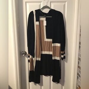 NWT! Elegant Black and Tan Long Sleeve Cardigan